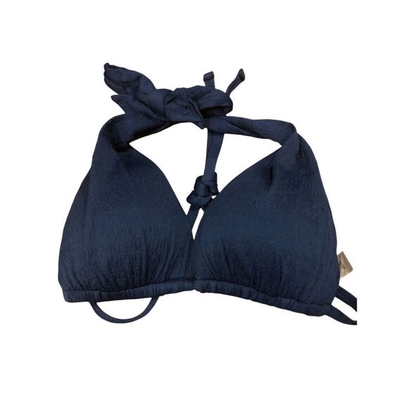 Mynah navy blue crinkle pattern bikini top and bottoms Size M - Picture 2 of 5